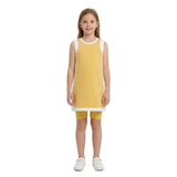 Sleeveless yellow white kids girls athletic dresses