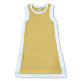 Sleeveless yellow white kids girls athletic dresses