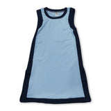 Sleeveless light blue navy kids girls athletic dresses