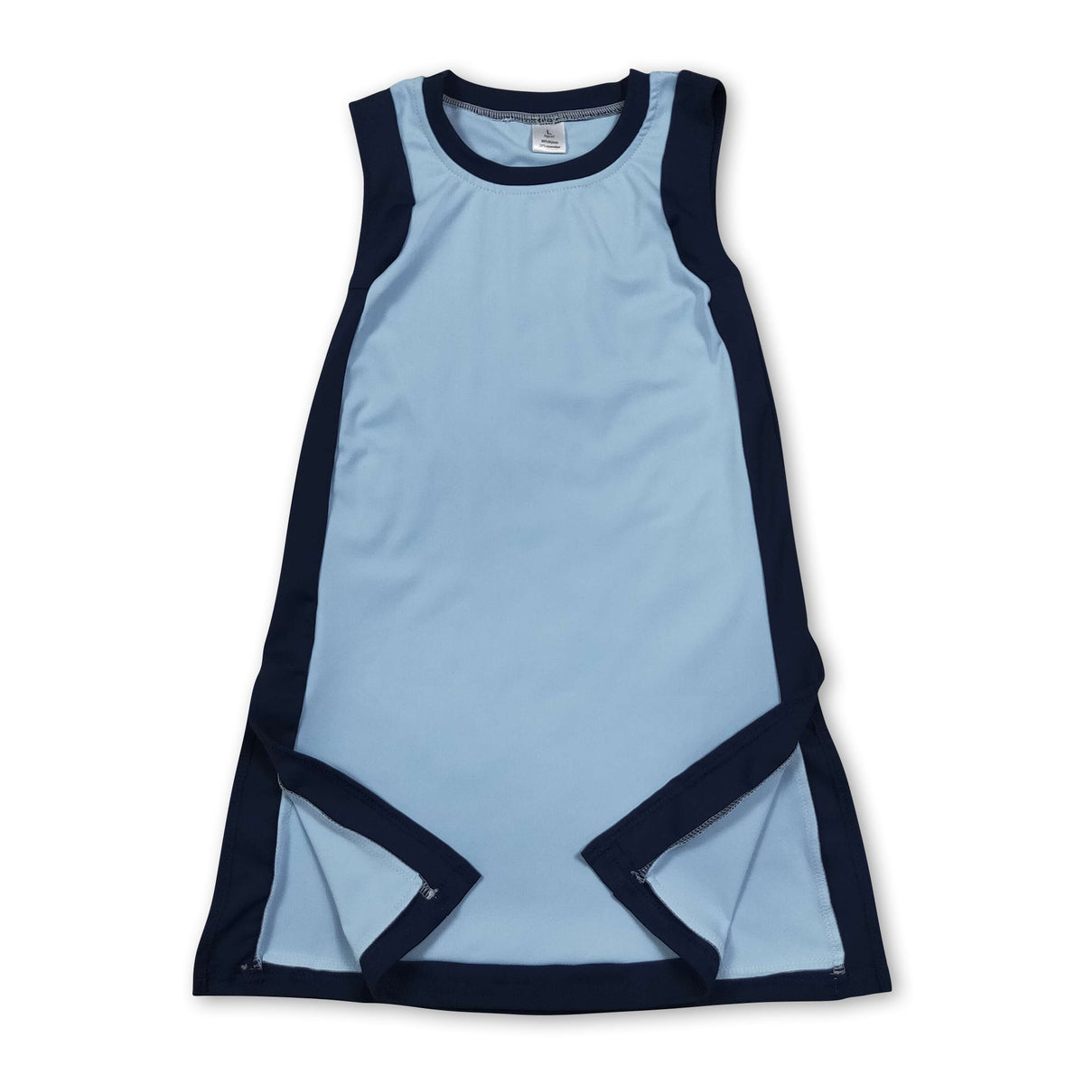 Sleeveless light blue navy kids girls athletic dresses