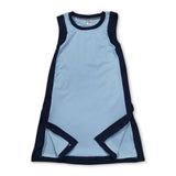 Sleeveless light blue navy kids girls athletic dresses