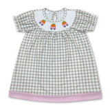 Short sleeves plaid pumpkin smocked girls fall dress