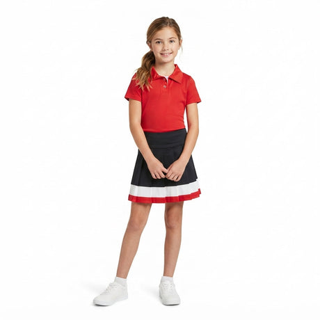 Polo top black white red pleated skirt girls team active wear