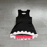 Sleeveless plaid scallop black kids girls athletic dresses
