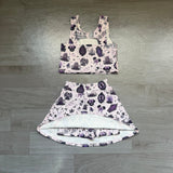Sleeveless ghost bat kids girls Halloween active wear set