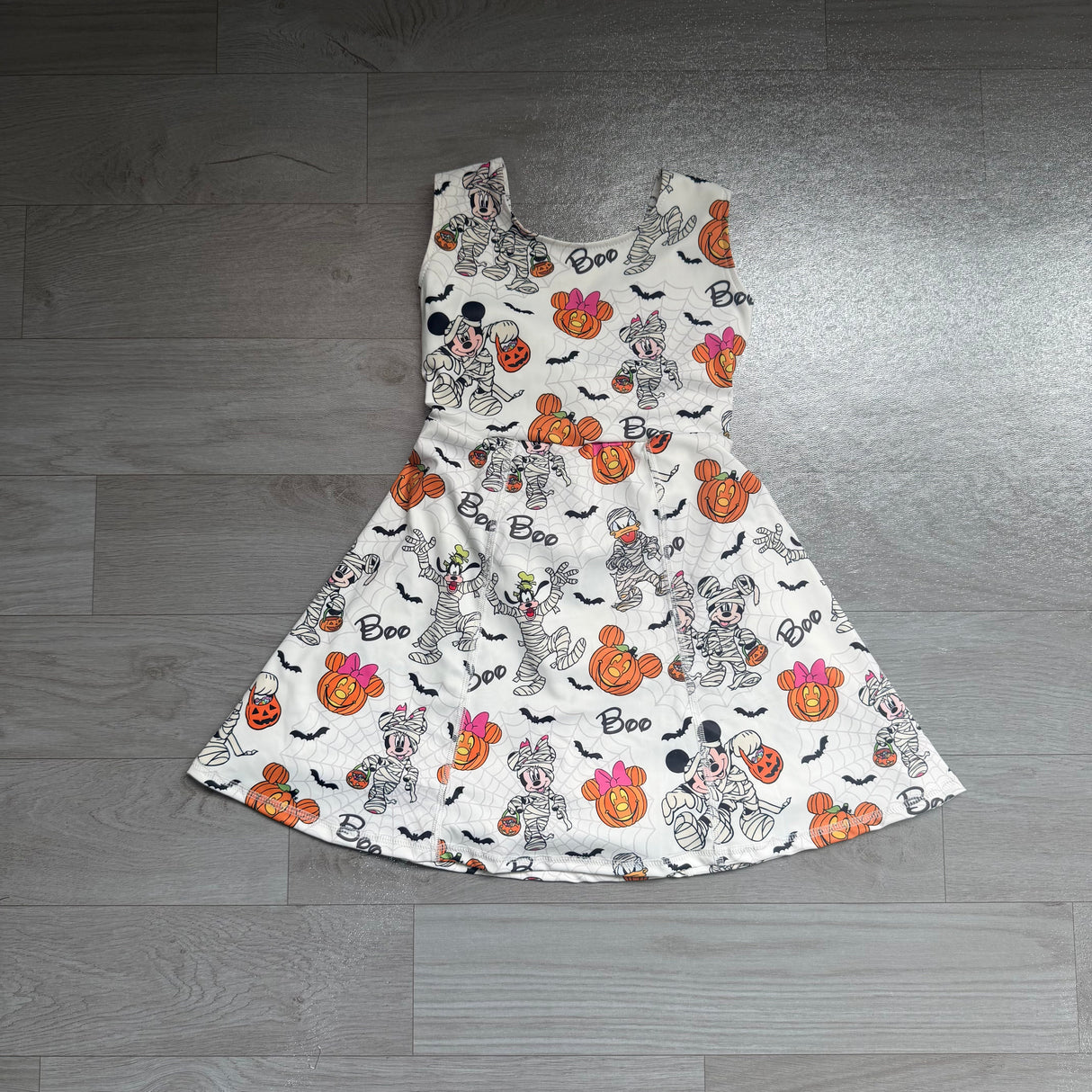 Sleeveless boo mouse pumpkin girls Halloween athletic dress