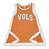 Sleeveless orange polka dots vinyl girls team active tunic