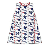 Sleeveless navy bow kids girls team summer dress