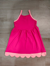 Straps hot pink scallop kids girls athletic dress without shorts