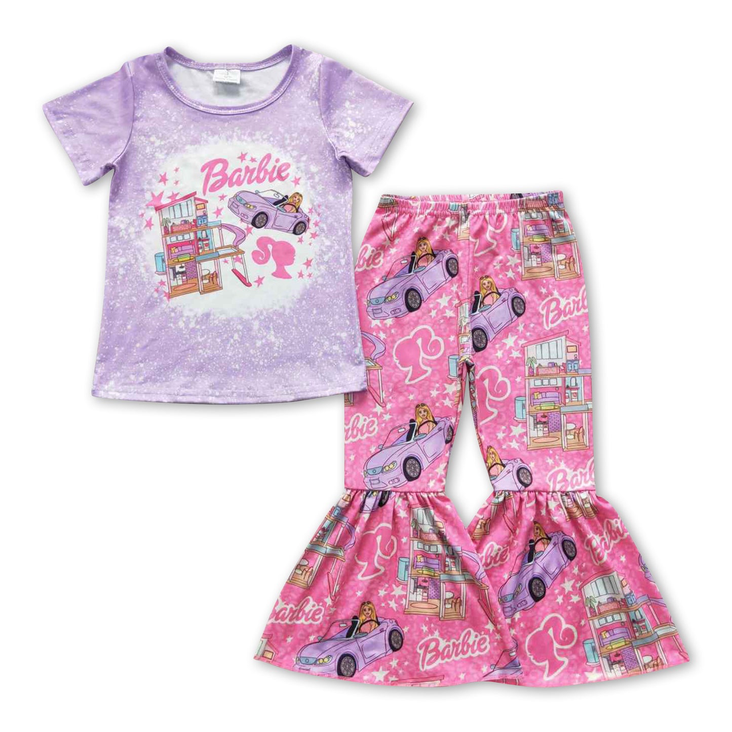 Lavender cars shirt pants party girls clothing