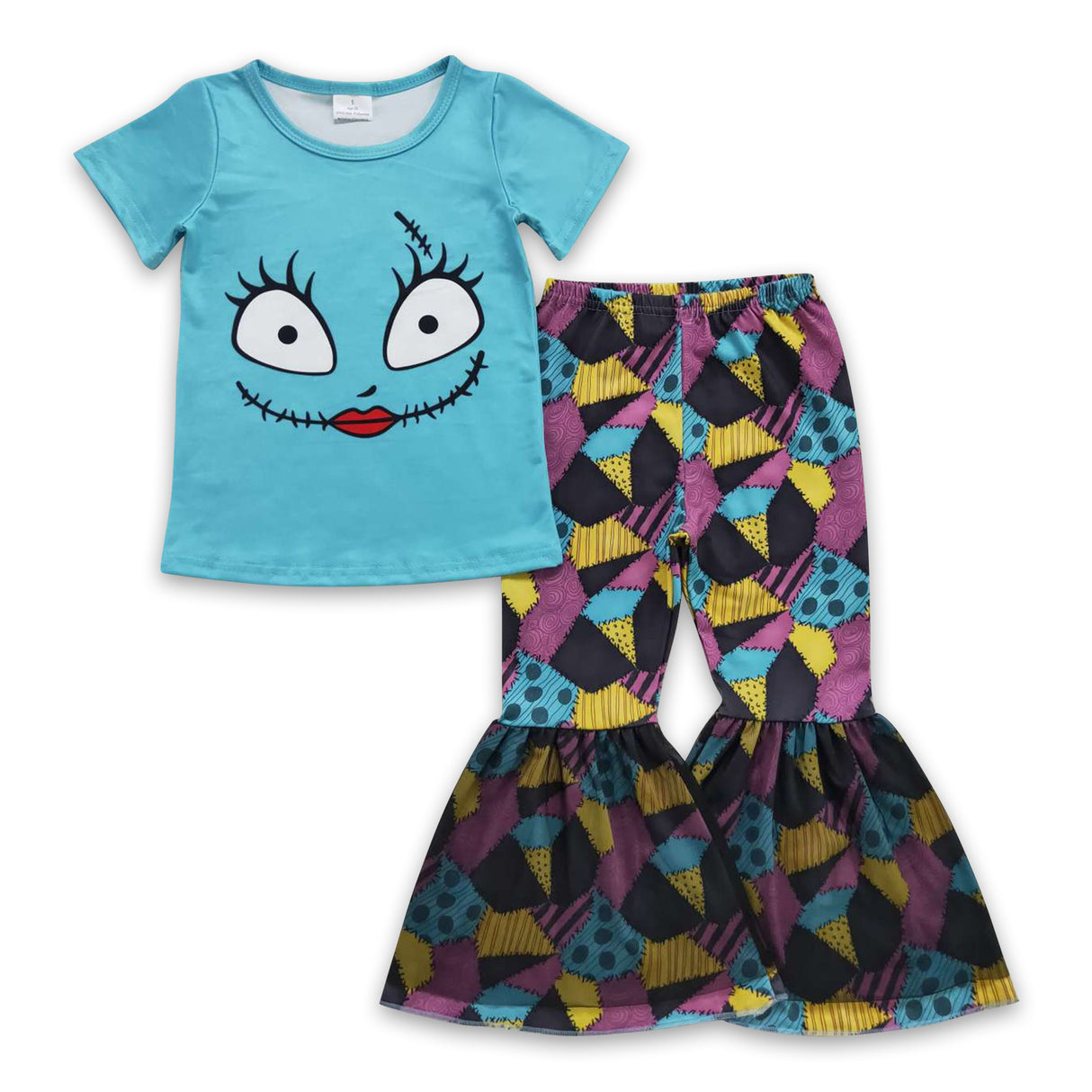 Skull top patchwork tulle pants girls Halloween outfits