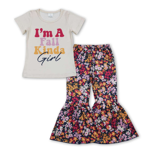 I'm a fall kinda girl top floral pants baby kids outfits