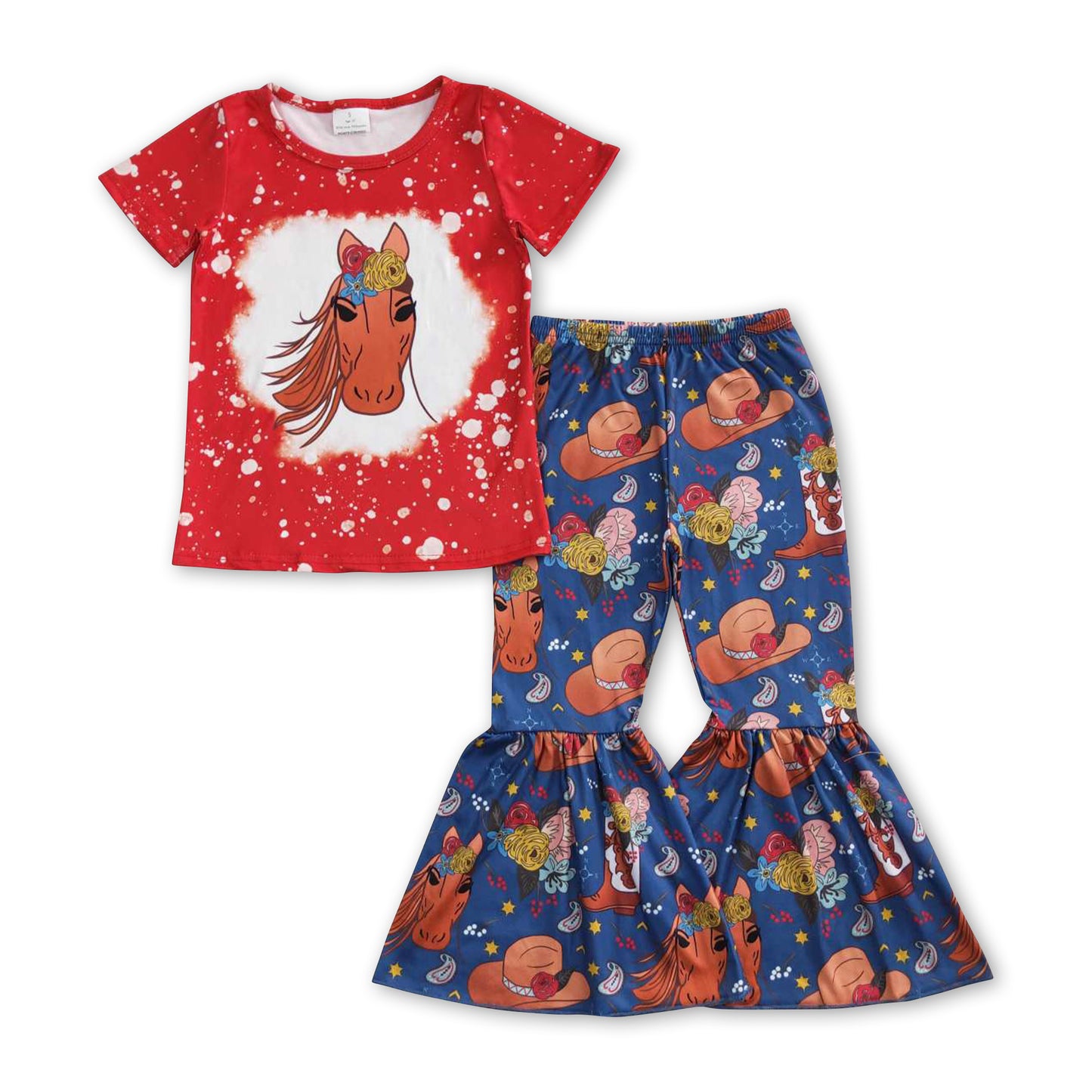 Horse top boots floral pants kids girls clothes