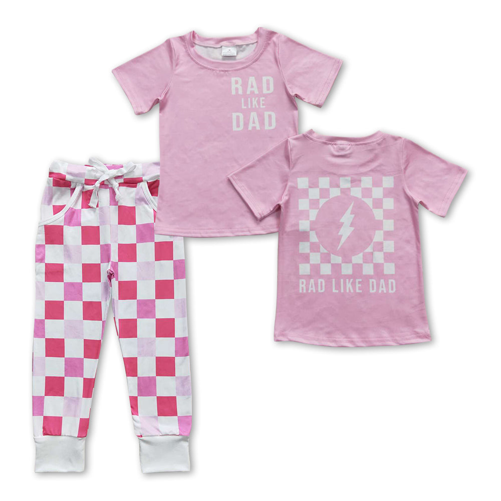 Pink plaid rad like dad top pants kids girls outfits