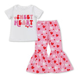 Sweet heart top bell bottom pants girls valentine's outfits
