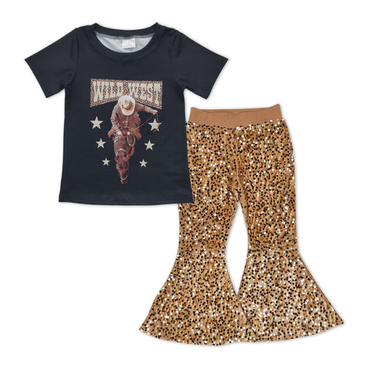 Wild west rodeo top gold sequin pants girls clothes