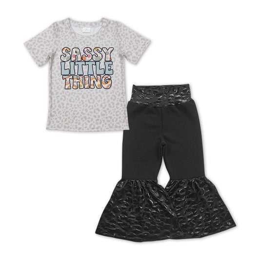 Sassy little thing leopard top black pants girls outfits