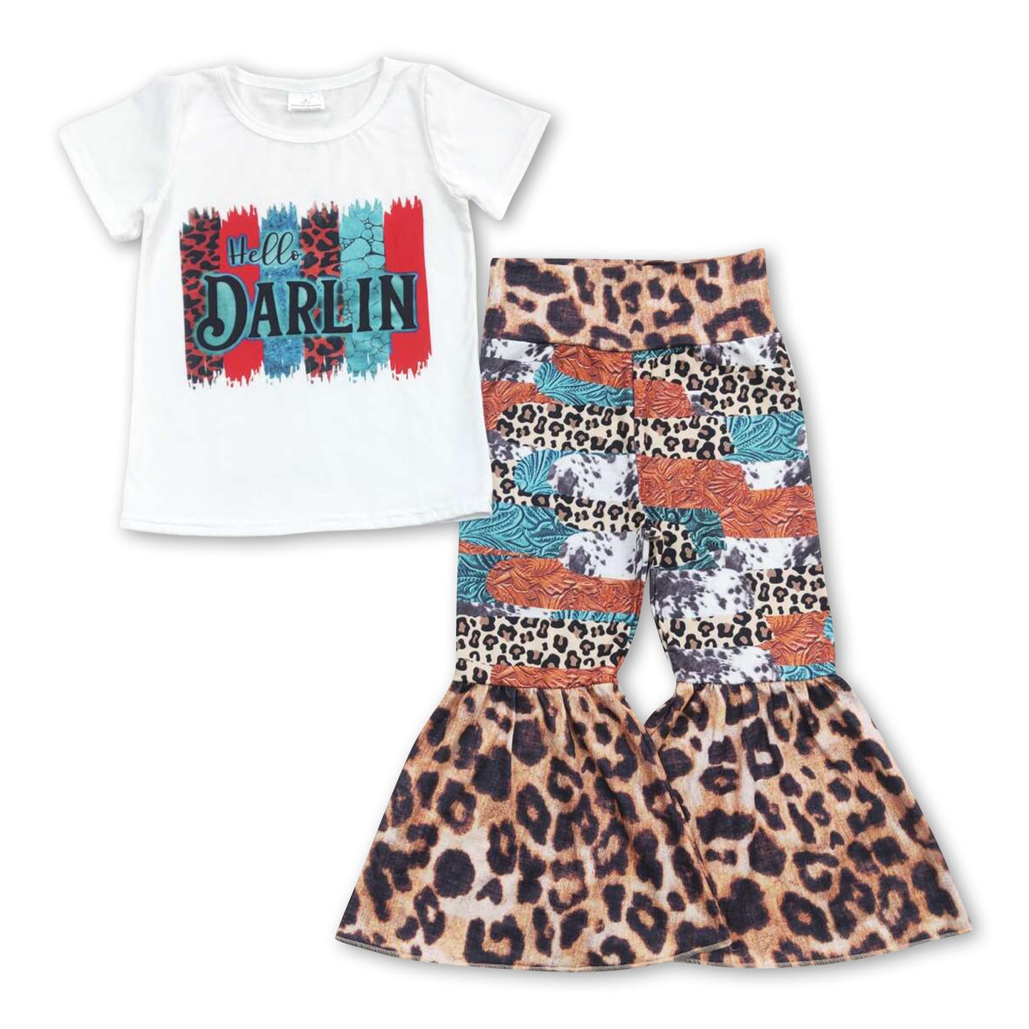 Hello darlin tpp leopard bell bottom pants girls clothes