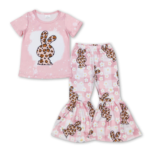 Leopard bleached top plaid pants girls easter clothes