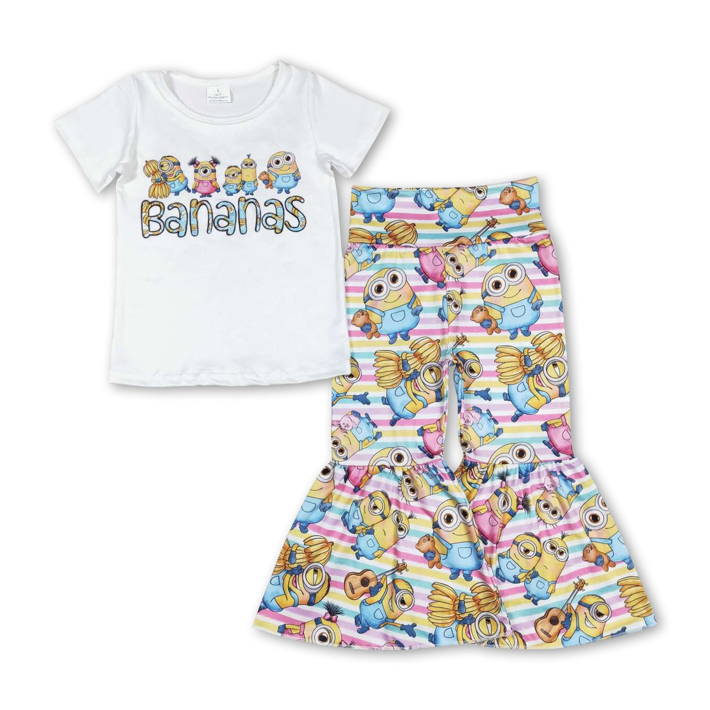 Bananas top colorful stripe girls clothing set