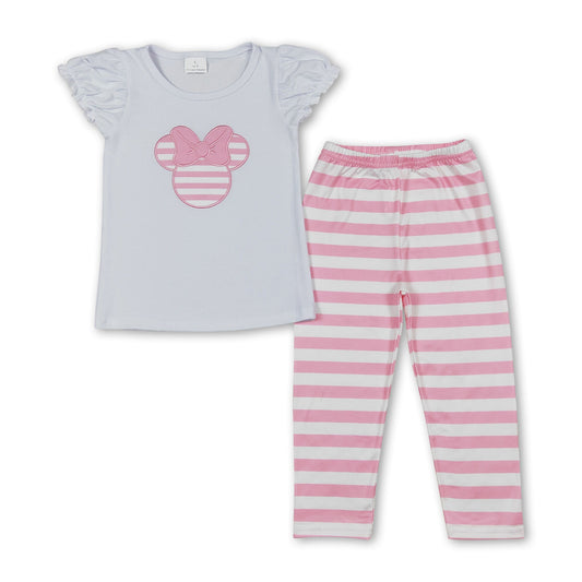 Pink mouse top stripe leggings girls clothes