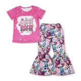 Heart bleached top guitar singer girls clothing set