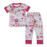 Pink smile butterfly guitar singer girls pajamas
