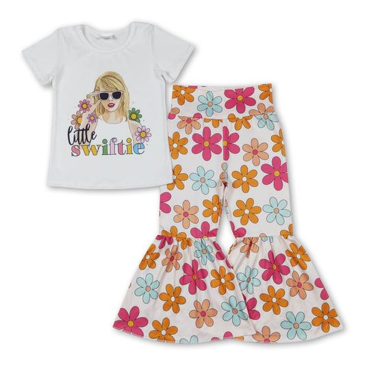Short sleeves floral top pants singer girls outfits