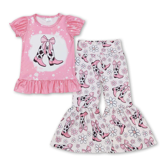 Cow boots top floral pants kids girls clothing