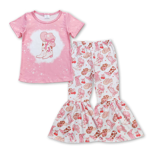 Bleached boots hat cowgirl kids clothing set