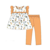 Flutter sleeves yellow dog top pants girls clothes