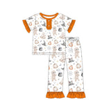 Short sleeves ghost bat top pants girls Halloween pajamas