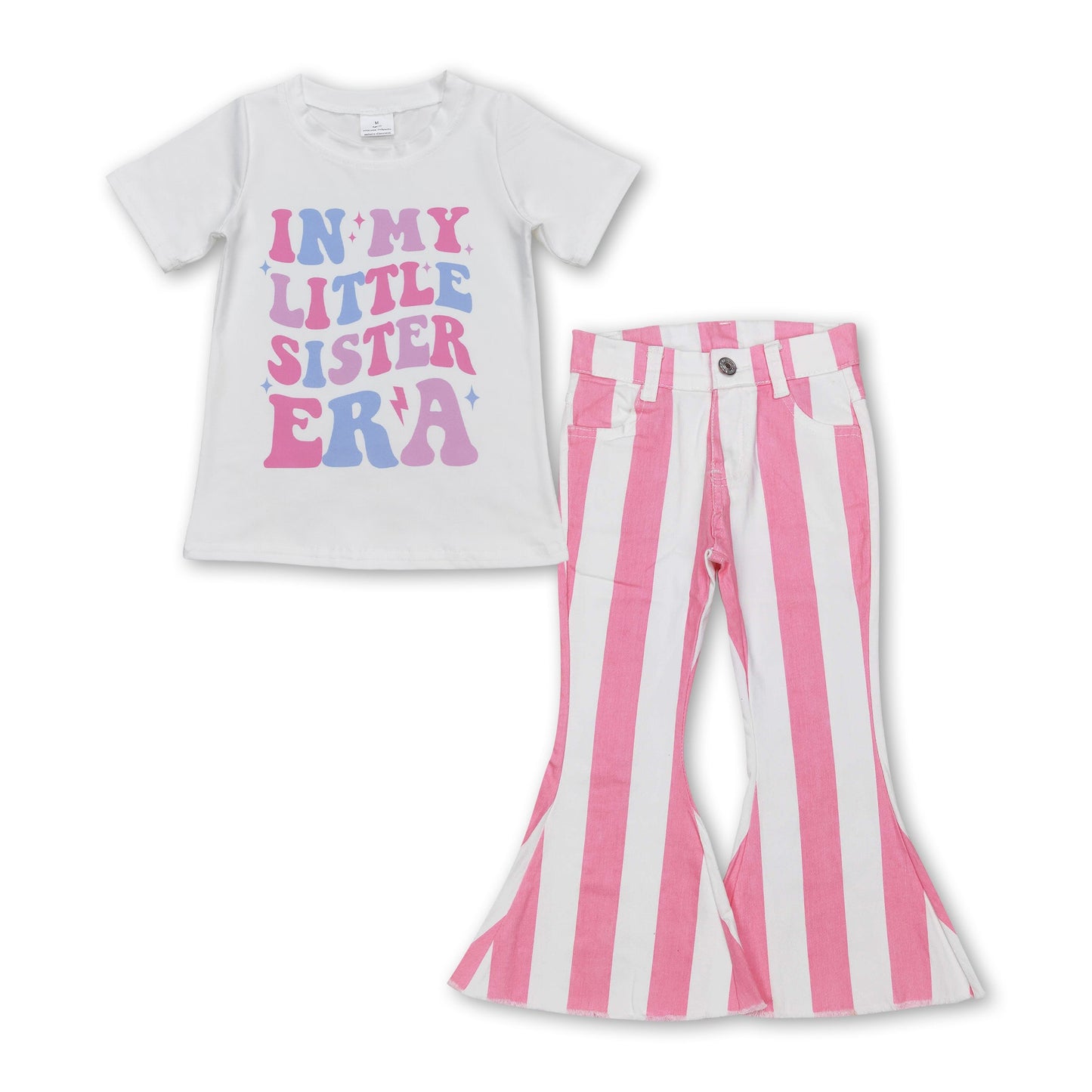 Little sister top pink stripe jeans singer girls clothes