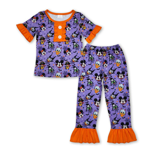 Purple bat mouse duck kids girls Halloween pajamas