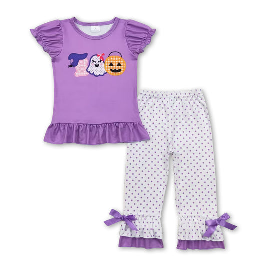 Purple boo ghost pumpkin girls Halloween clothes