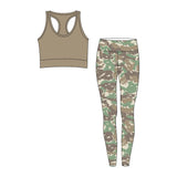 Sleeveless top green camo pants adult women yoga clothes