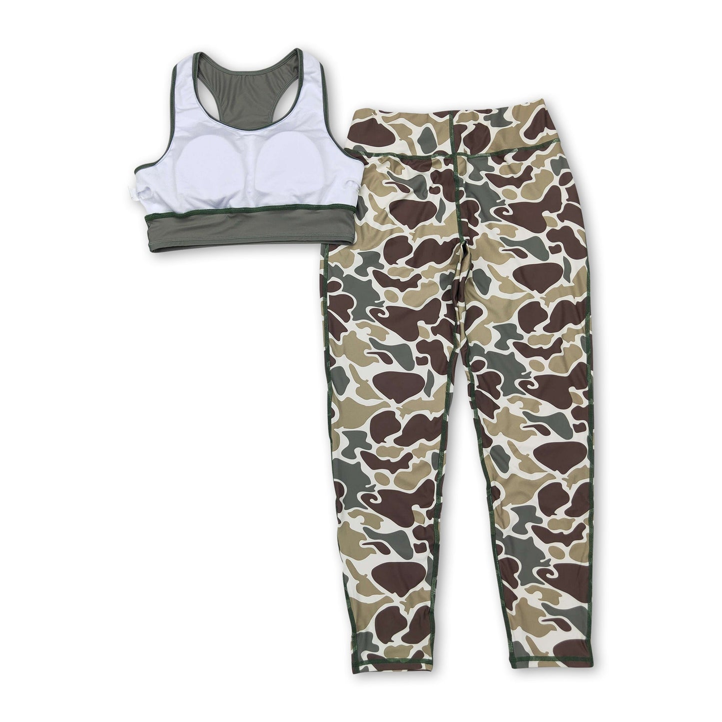 Sleeveless top camo pants adult women yoga clothes