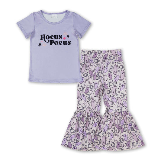 Lavender witches top ghost bell bottom pants girls Halloween set