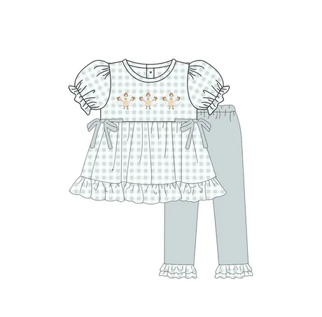 Plaid turkey tunic ruffle pants girls Thanksgiving clothes