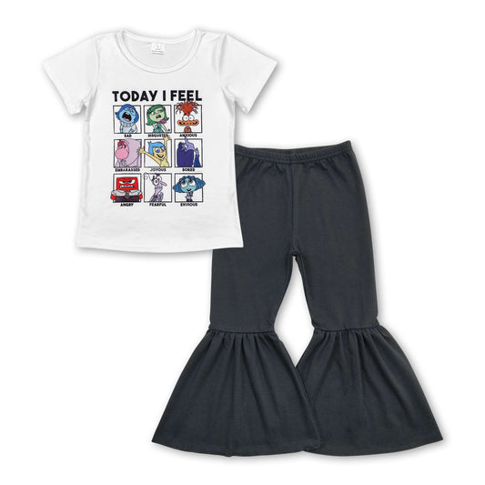 Today I feel emotions top pants girls clothing set