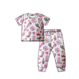 Short sleeves hat boots heart girls valentine's day pajamas