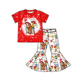 Red bleached heart toy kids girls valentine's outfits