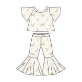 Bunny floral top bell bottom pants girls Easter clothes