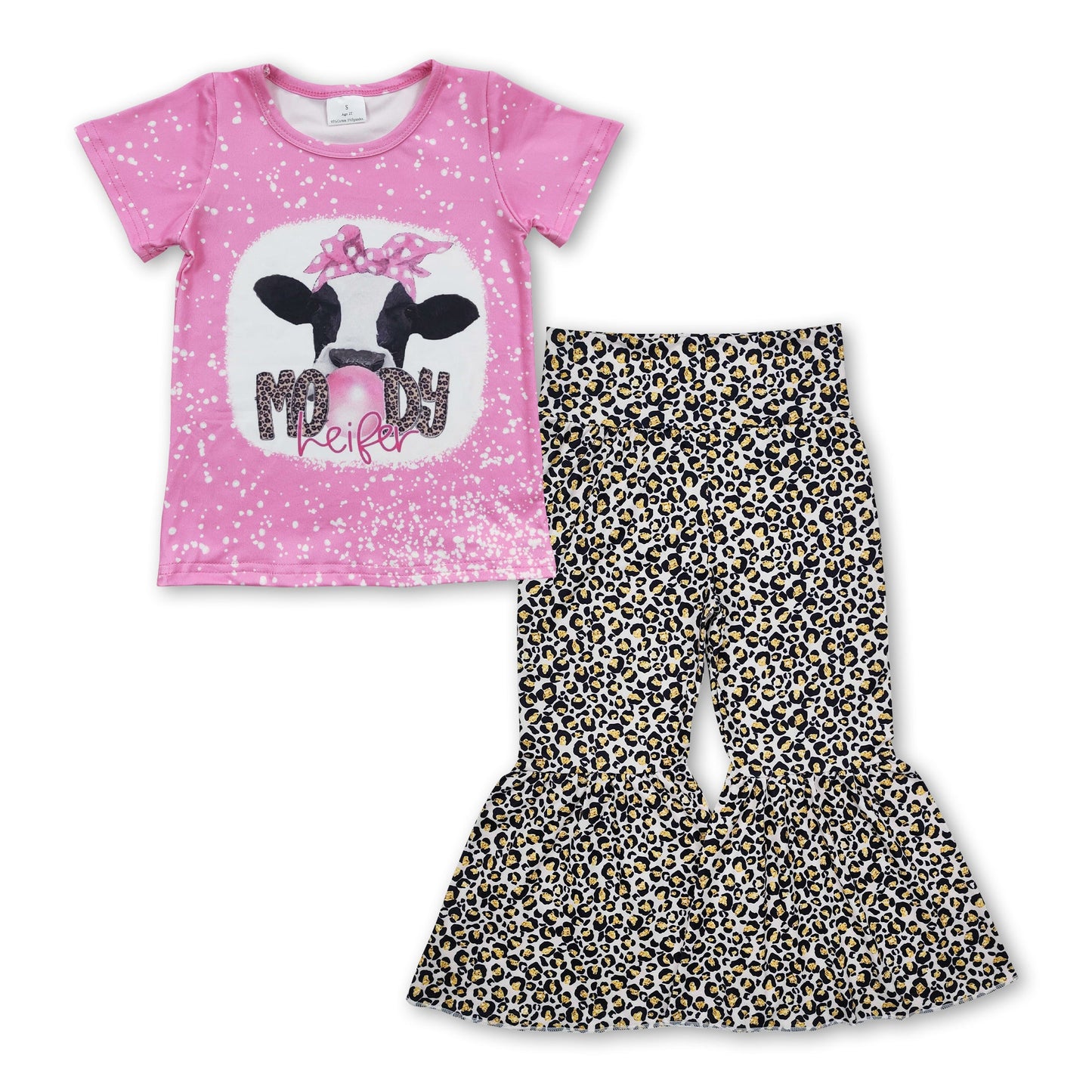 Moody heifer top leopard pants baby girls clothes