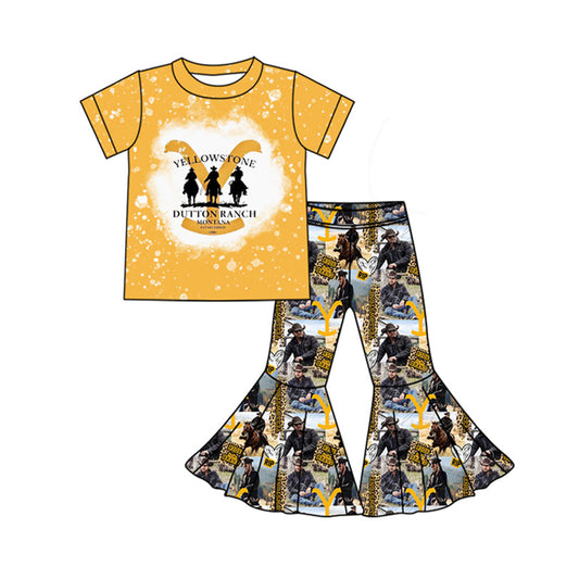 Yellow bleached top leopard pants singer girls outfits