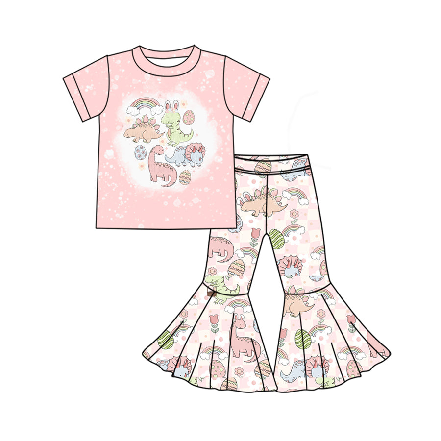 Bleached dinosaur eggs kids girls Easter outfits