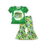 Bleached dog clover top pants girls St Patrick's clothing