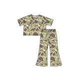 Camo short sleeves top pants kids girls clothes