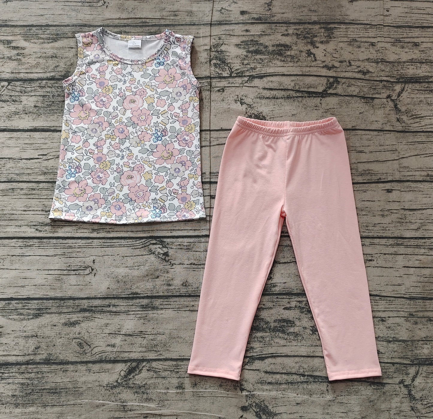 Sleeveless floral top leggings baby girls clothes