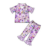 Lavender pocket rainbow top pants singer girls button down pajamas